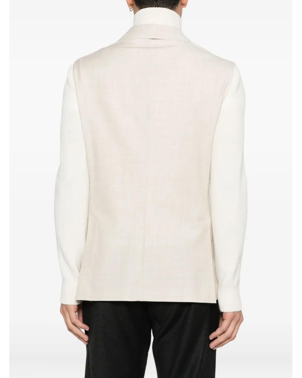 Gran Sasso White Pocket Button Blazer for men