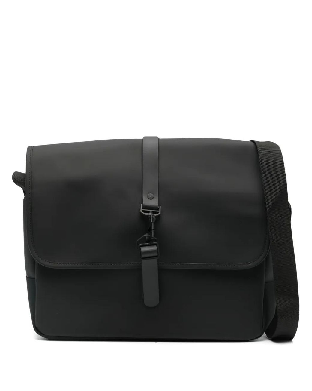 Rains Black Foldover-Top Laptop Bag