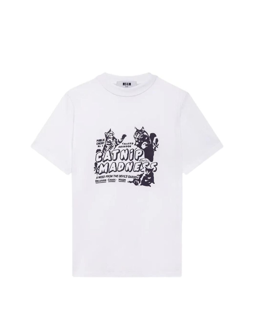 MSGM White Graphic-Print T-Shirt