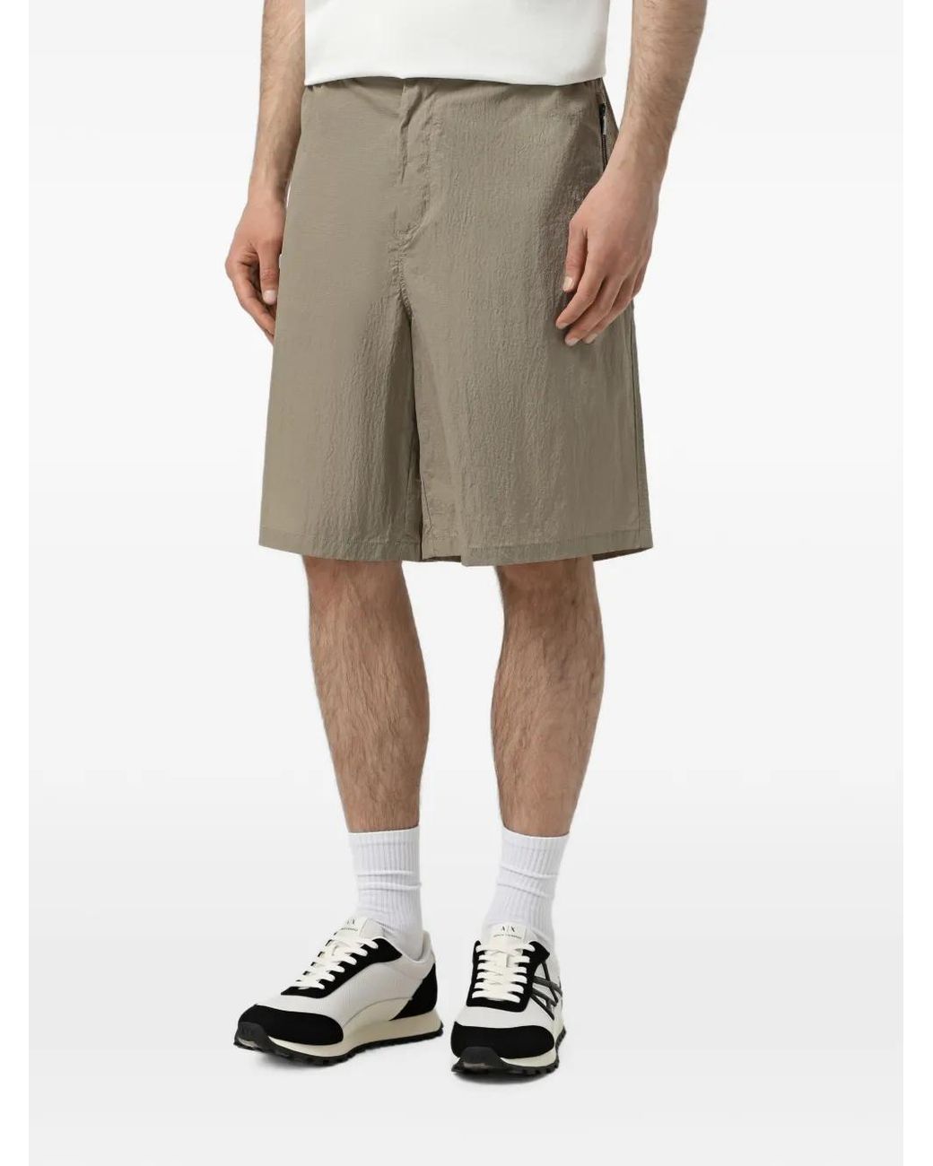 ARMANI EXCHANGE Natural Crinkled-Finish Shorts for men
