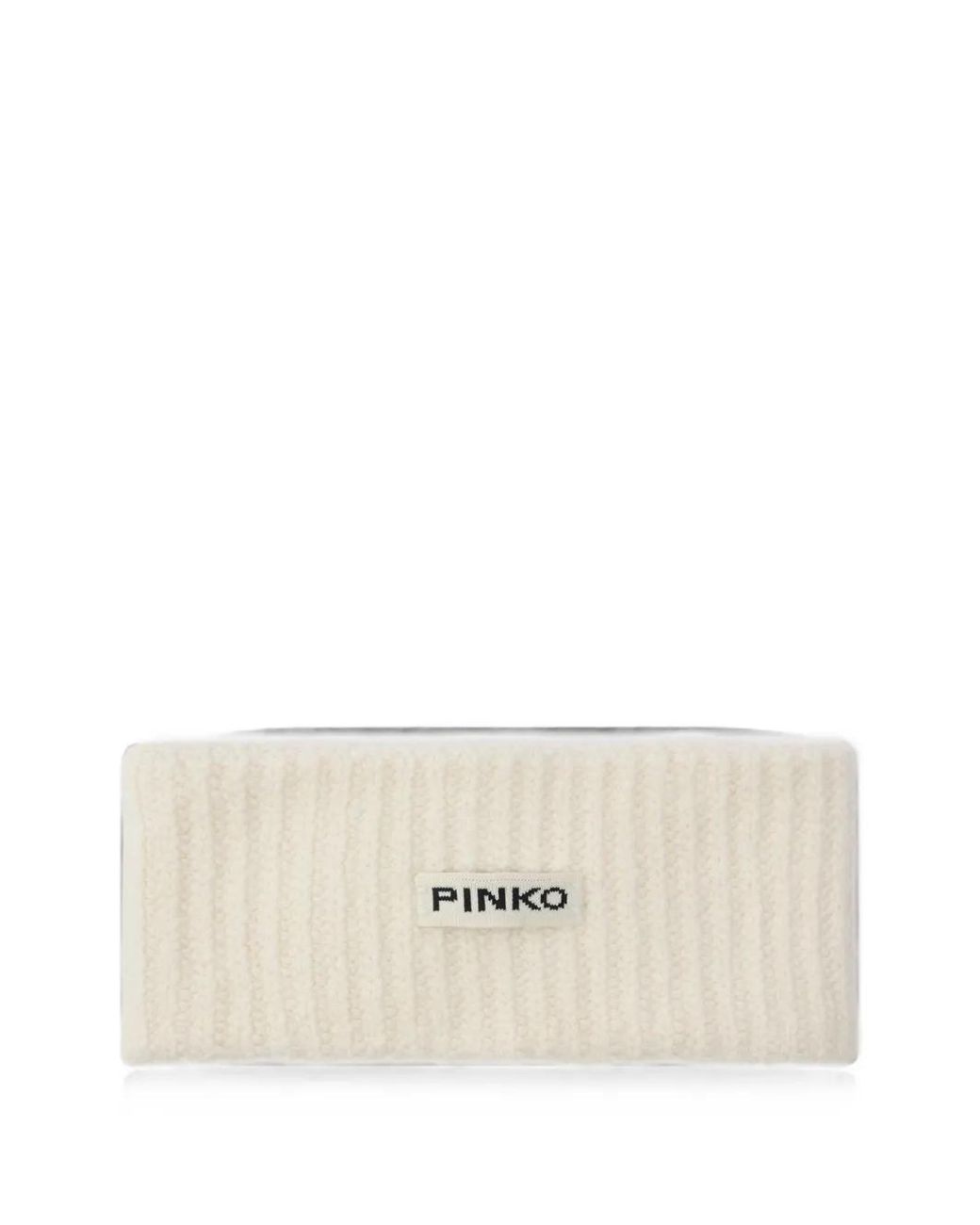 Pinko Natural Ribbed Logo-Patch Headband