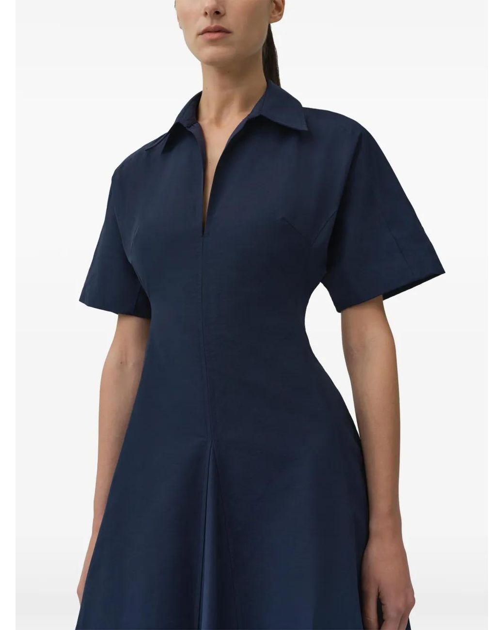 Jonathan Simkhai Blue Robe Mi-Longue Nerris Bordée De Dentelle