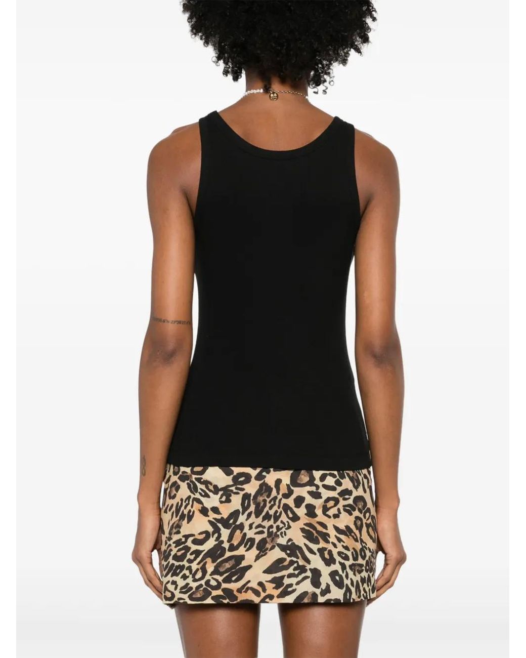 Nanushka Black Ribbed Cotton-Blend Tank Top