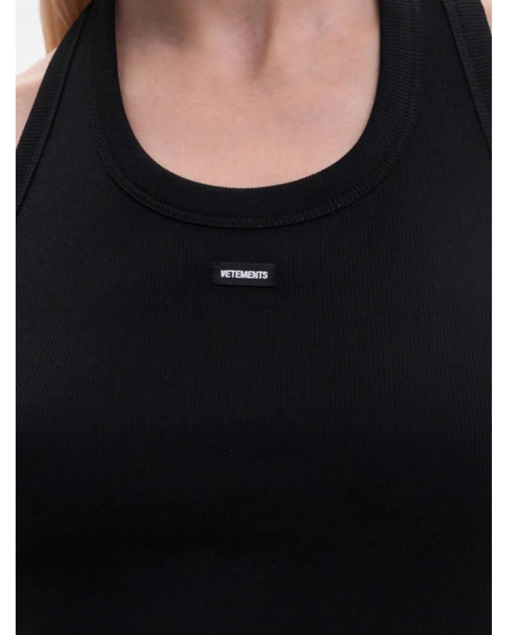 Vetements Black Ribbed-Knit Halterneck Tank Top