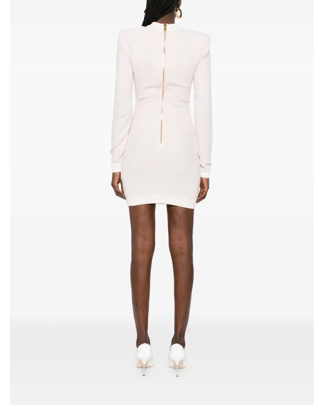 Vestido Corto Con Botones Balmain de color White