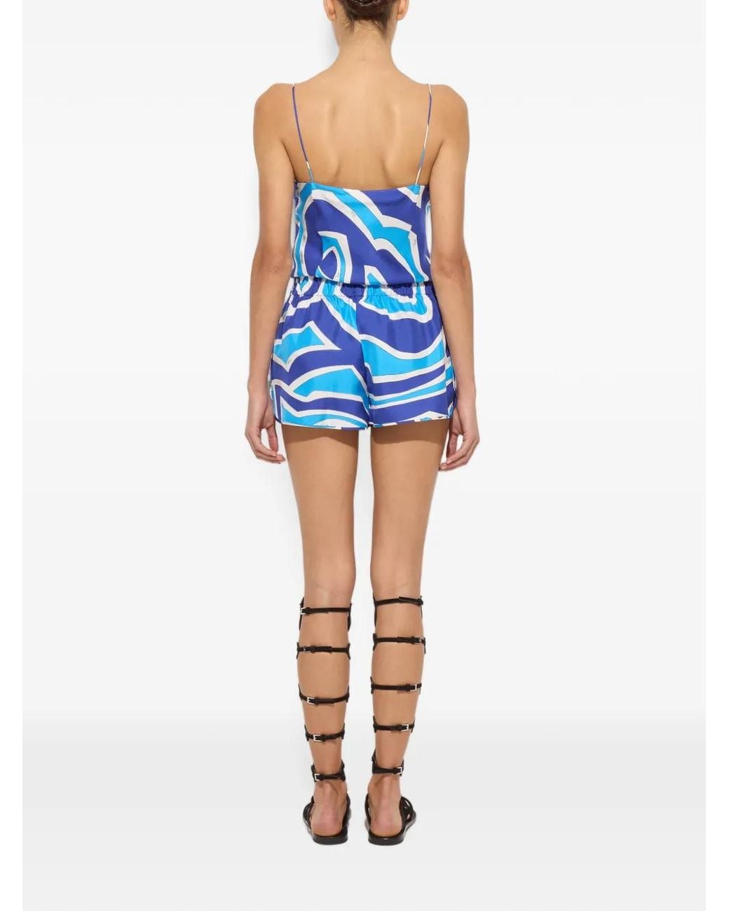 Emilio Pucci Blue Iride-Print Silk Shorts
