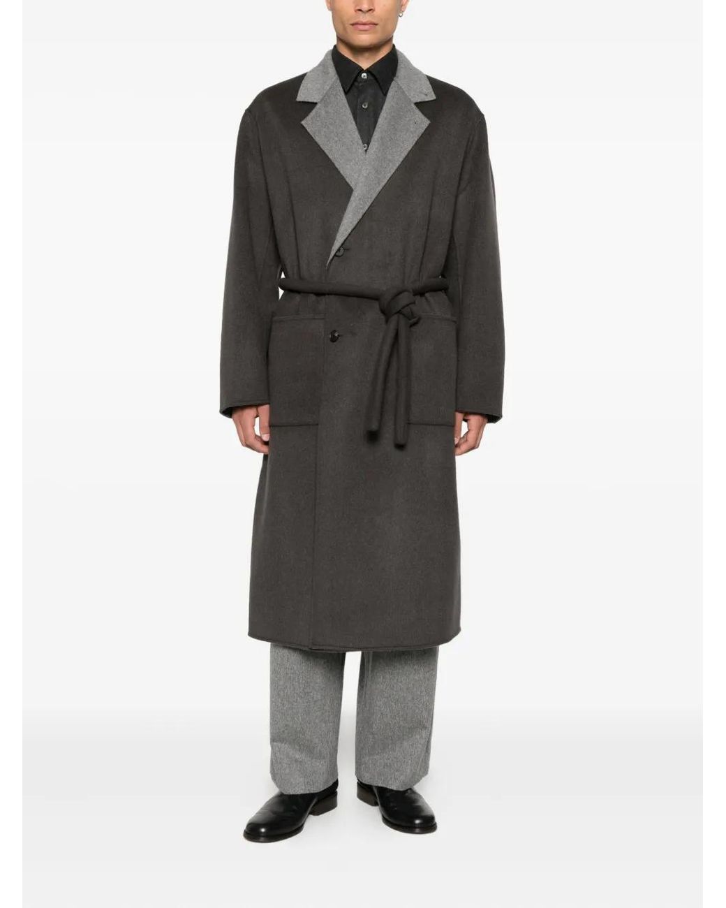 stein Gray Reversible Notched-Lapels Coats