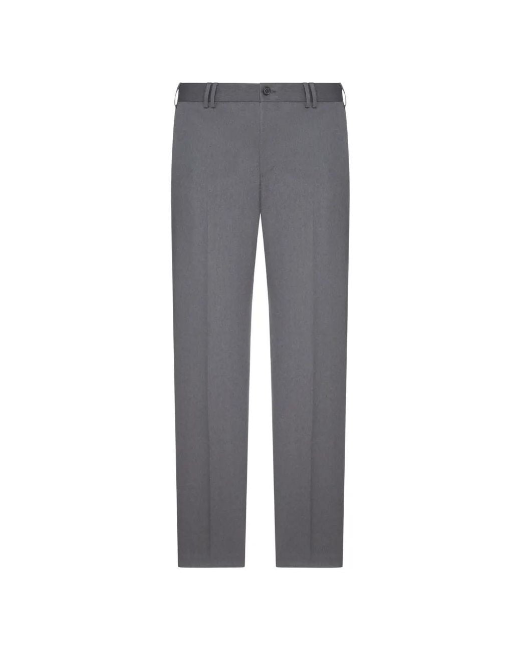 PT Torino Gray Pressed-Crease Straight-Leg Trousers for men
