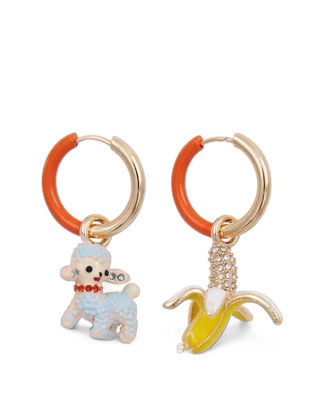 Essentiel Antwerp White Poodle Banana Charm Earrings