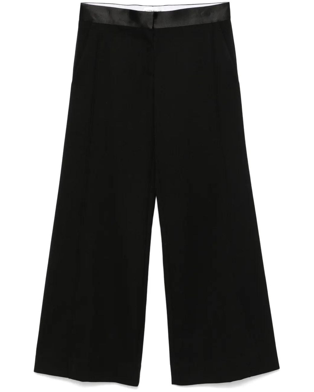 Victoria Beckham Black Satin-Trim Trousers