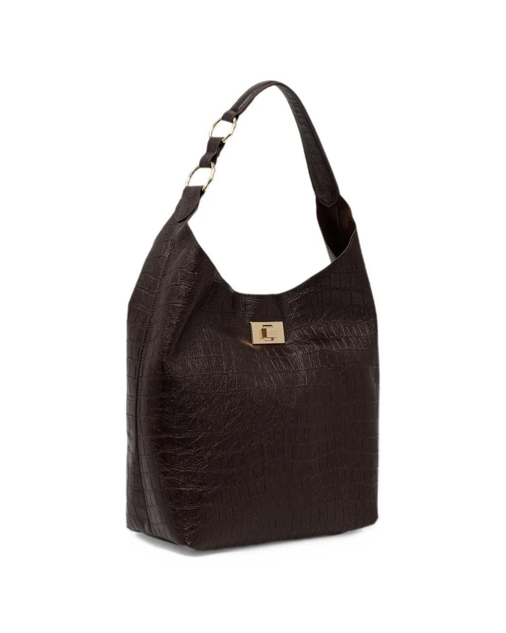 ERMANNO FIRENZE Black Crocodile-Effect Tote Bag