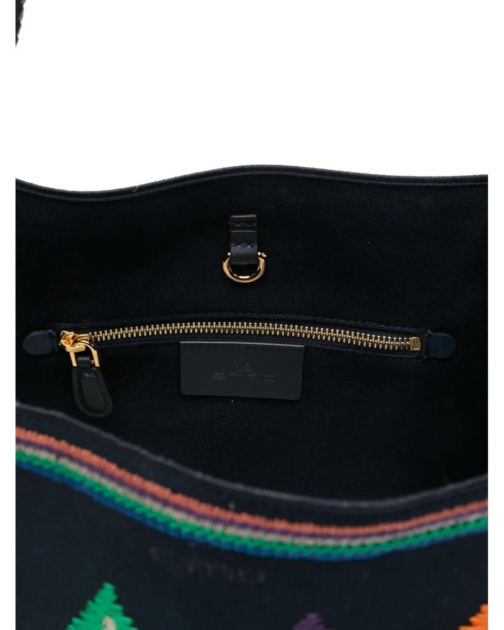 Bolso Shopper Libra Mediano De Lona Con Bordado Etro de color White