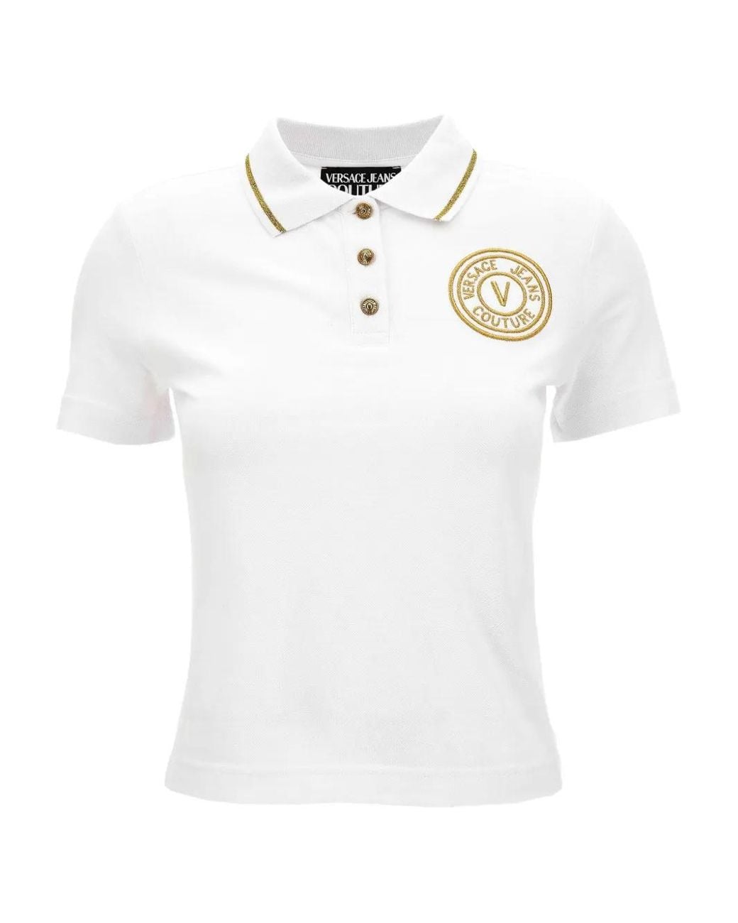 Versace Jeans Couture White Embroidered-Logo Polo Shirt
