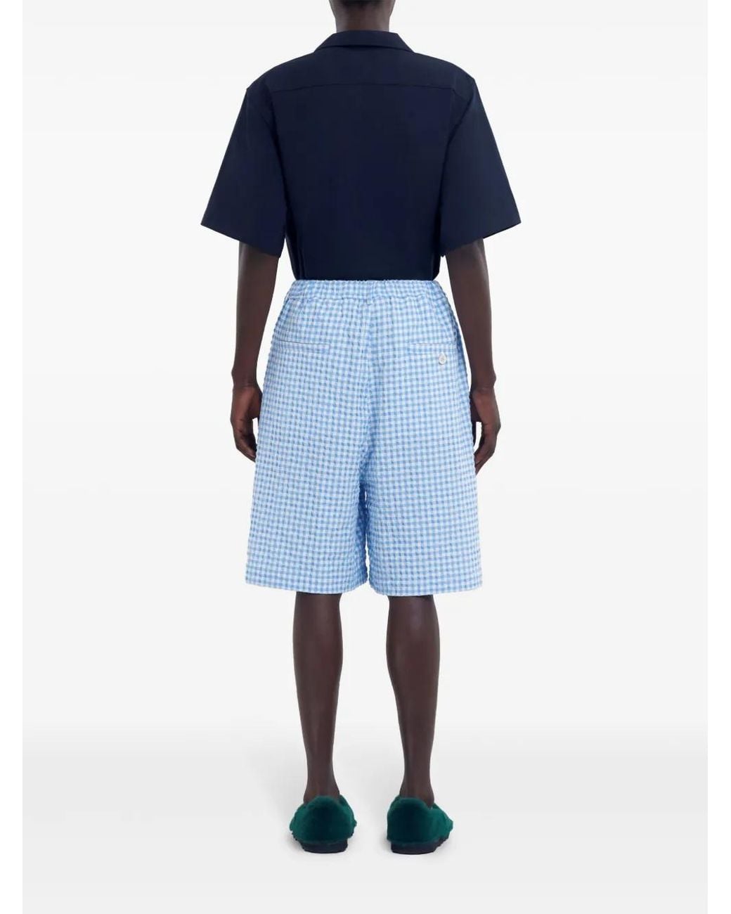 Marni Blue Check-Pattern Shorts for men