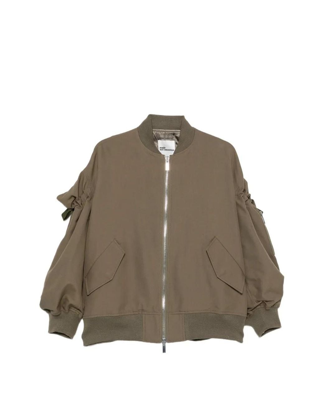 Noir Kei Ninomiya Brown X Comme Des Garçons Bow-Embellished Ruched Bomber Jacket