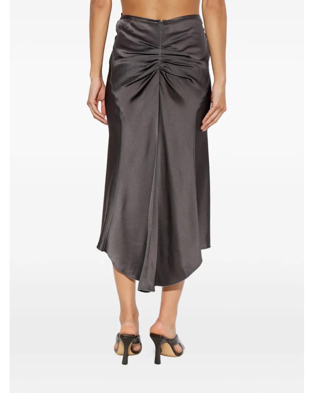 Victoria Beckham Gray Bela Asymmetrical Draped Midi Skirt