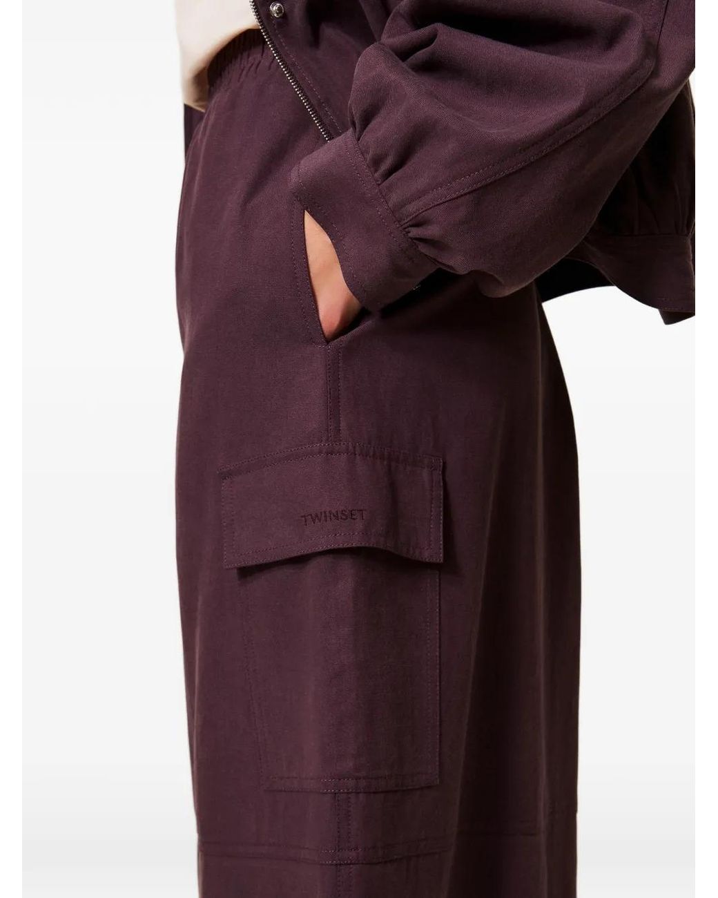 Twinset Purple Lyocell And Cotton Long Skirt
