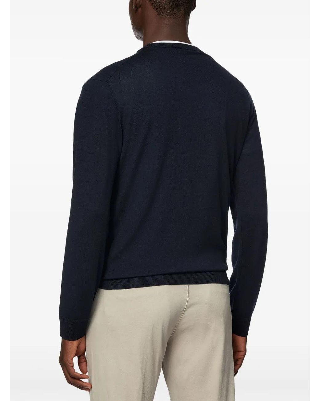 Boggi Blue Merino-Wool Crew-Neck Sweater for men