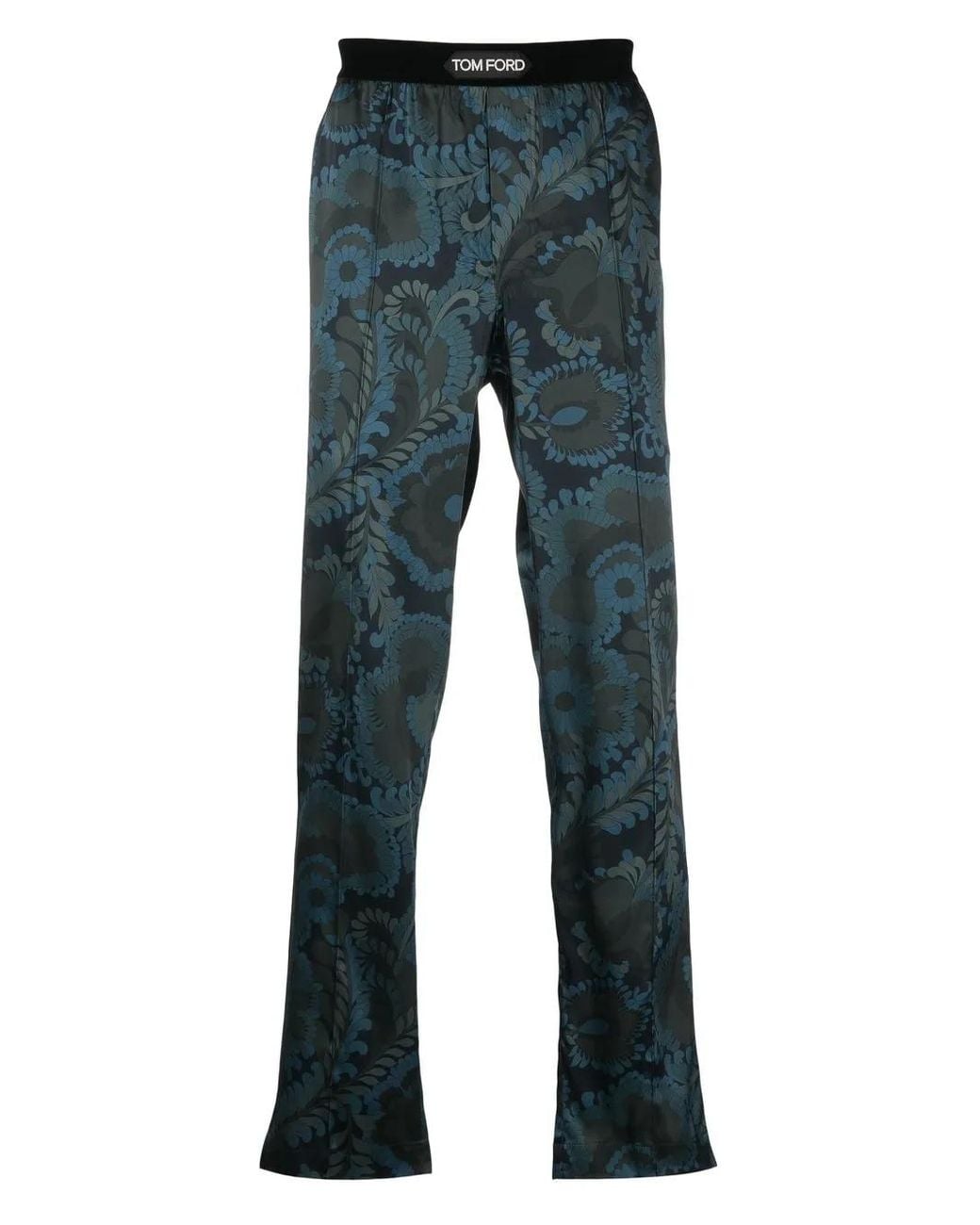 Tom Ford Blue All-Over Floral-Print Pyjama Trousers for men
