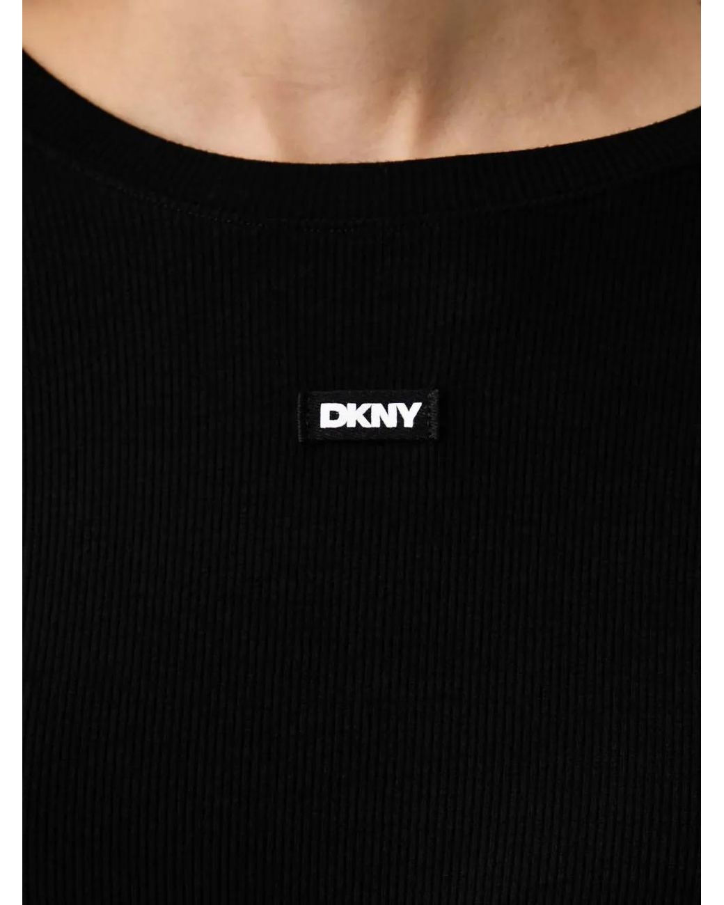 DKNY Black Ribbed Logo-Patch Pajama Set