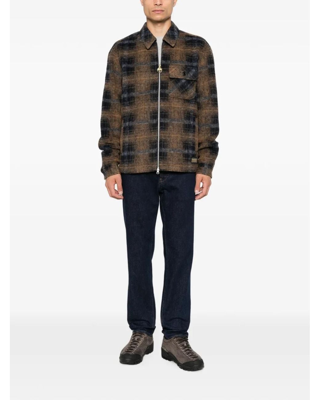 Barbour Black Oswald Checked Fleece Overshirt for men