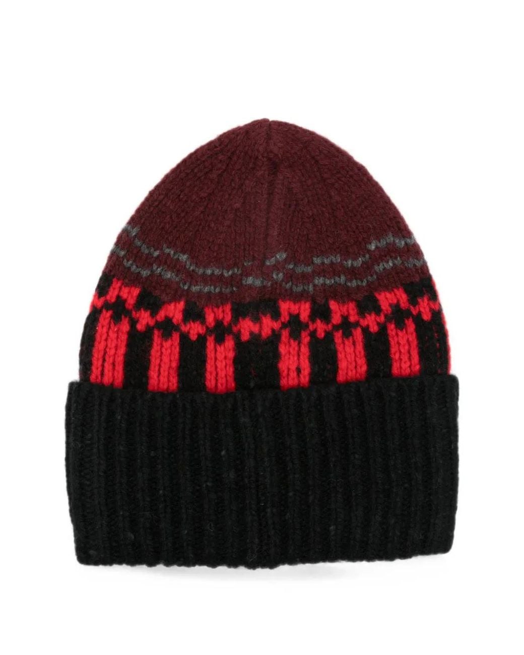 Marni Red Logo-Patch Beanie Hat