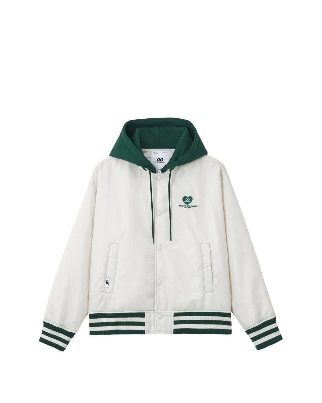 Chocoolate White Logo-Patch Hooded Jacket