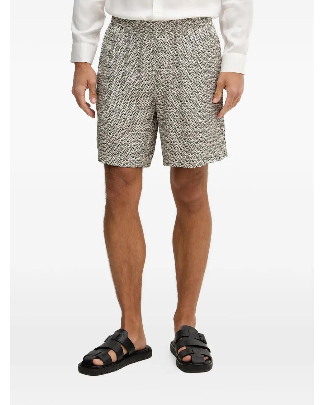 ARMANI EXCHANGE Gray Patterned Elasticated Shorts for men
