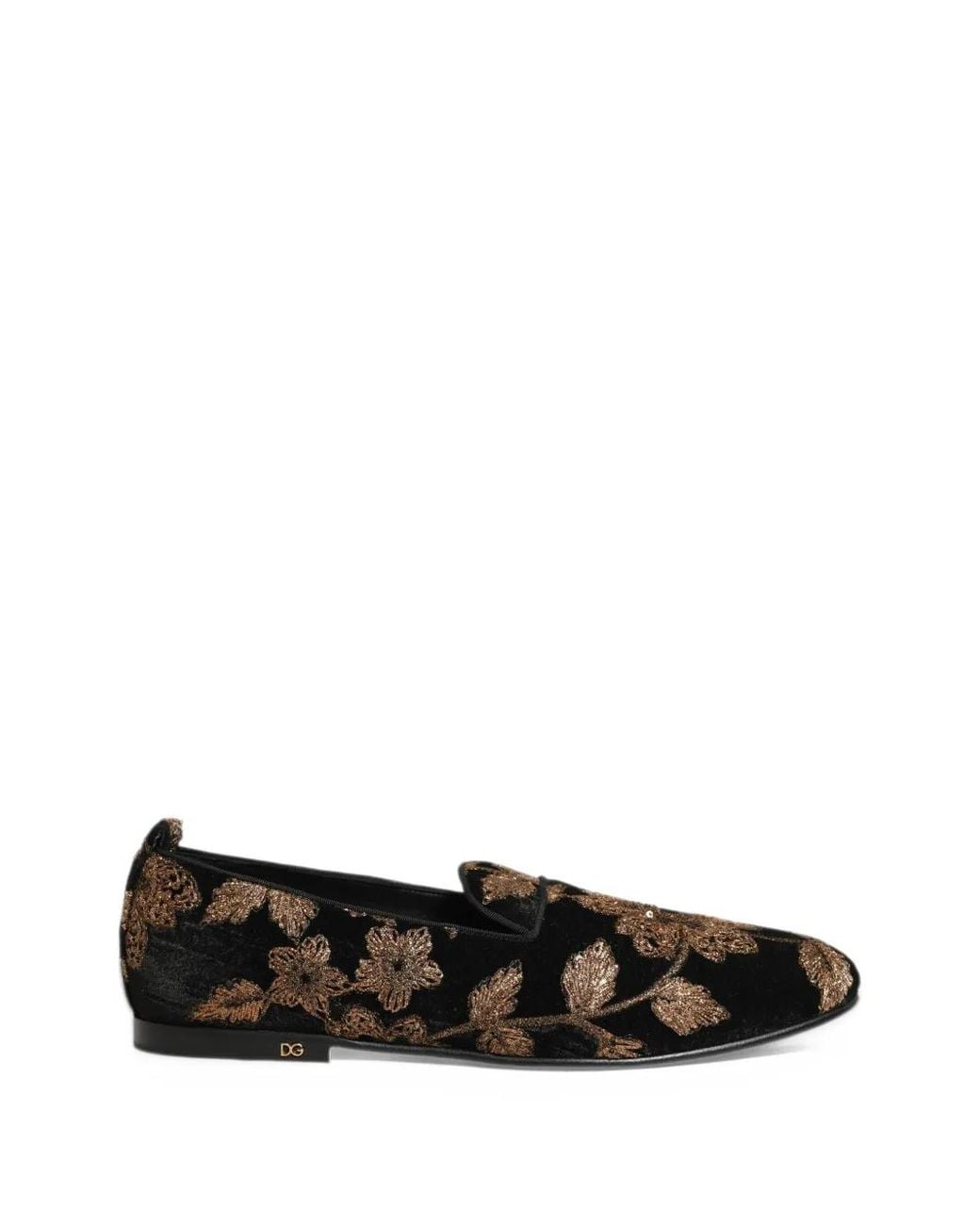 Dolce & Gabbana Black Floral-Jacquard Loafers for men
