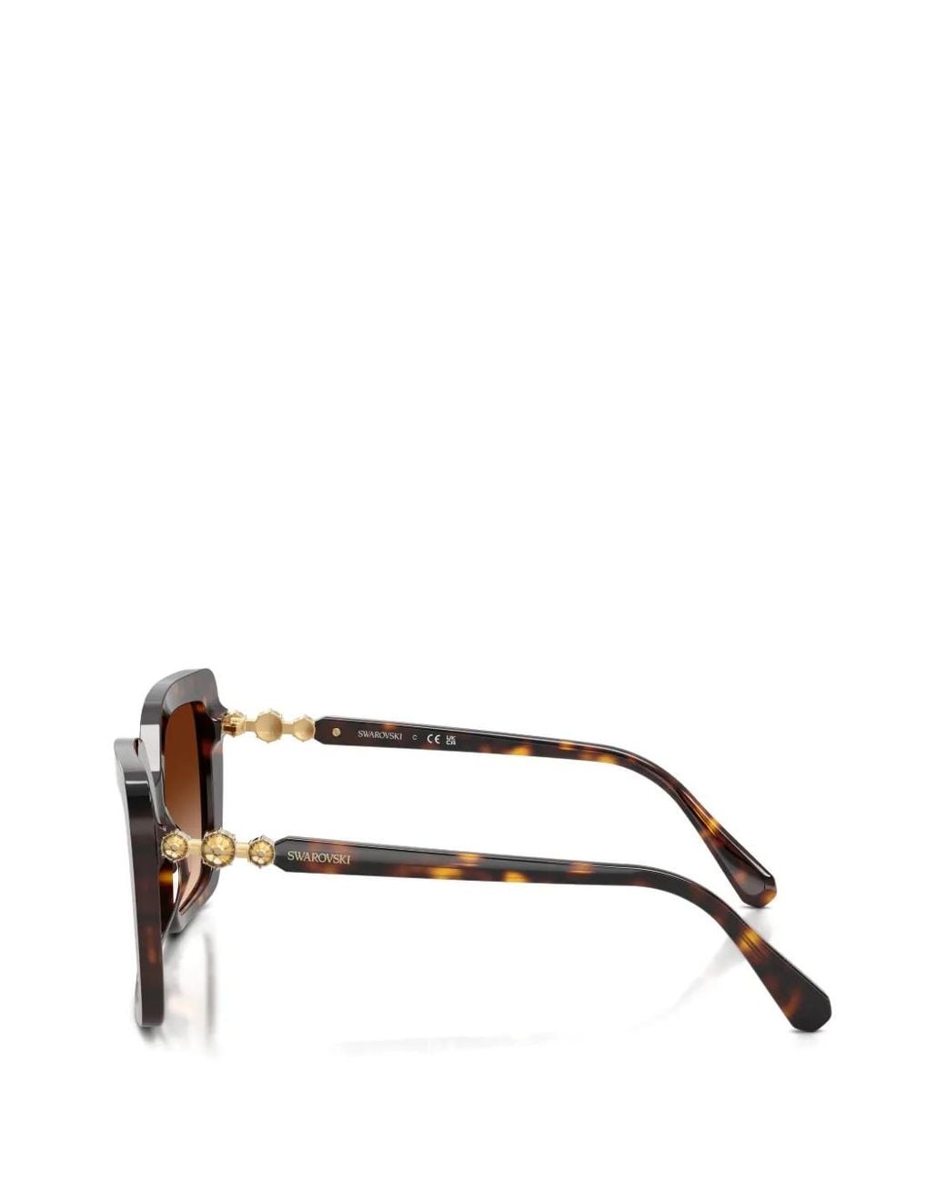 Swarovski Brown Tortoiseshell-Effect Square-Frame Sunglasses