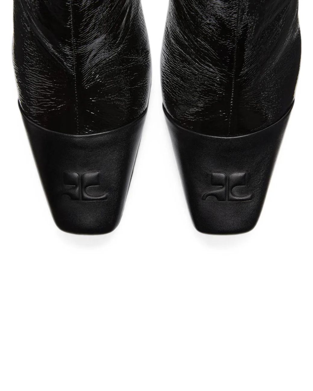 Courreges Black Crinkled Toe-Cap Boots