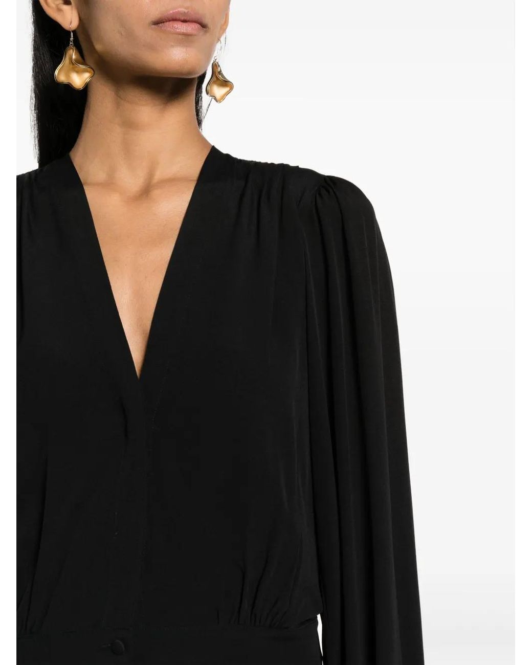 Forte_forte Black Gathered Moroccan-Crêpe Shirt