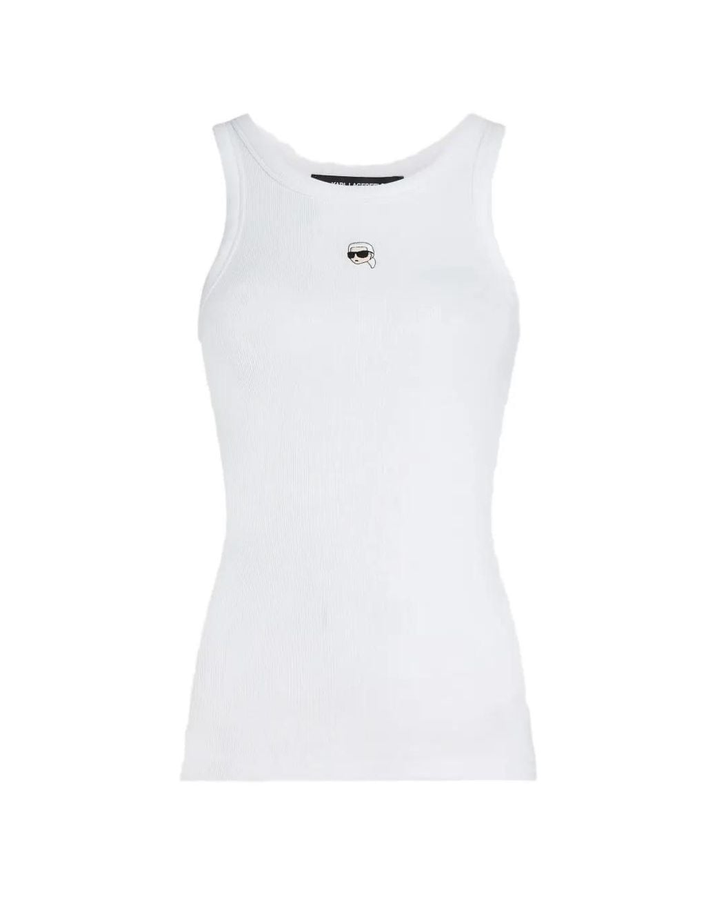 Karl Lagerfeld White Ribbed Tank Top