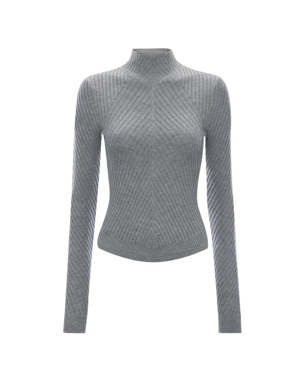 Victoria Beckham Gray Pull Georgia En Maille Côtelée