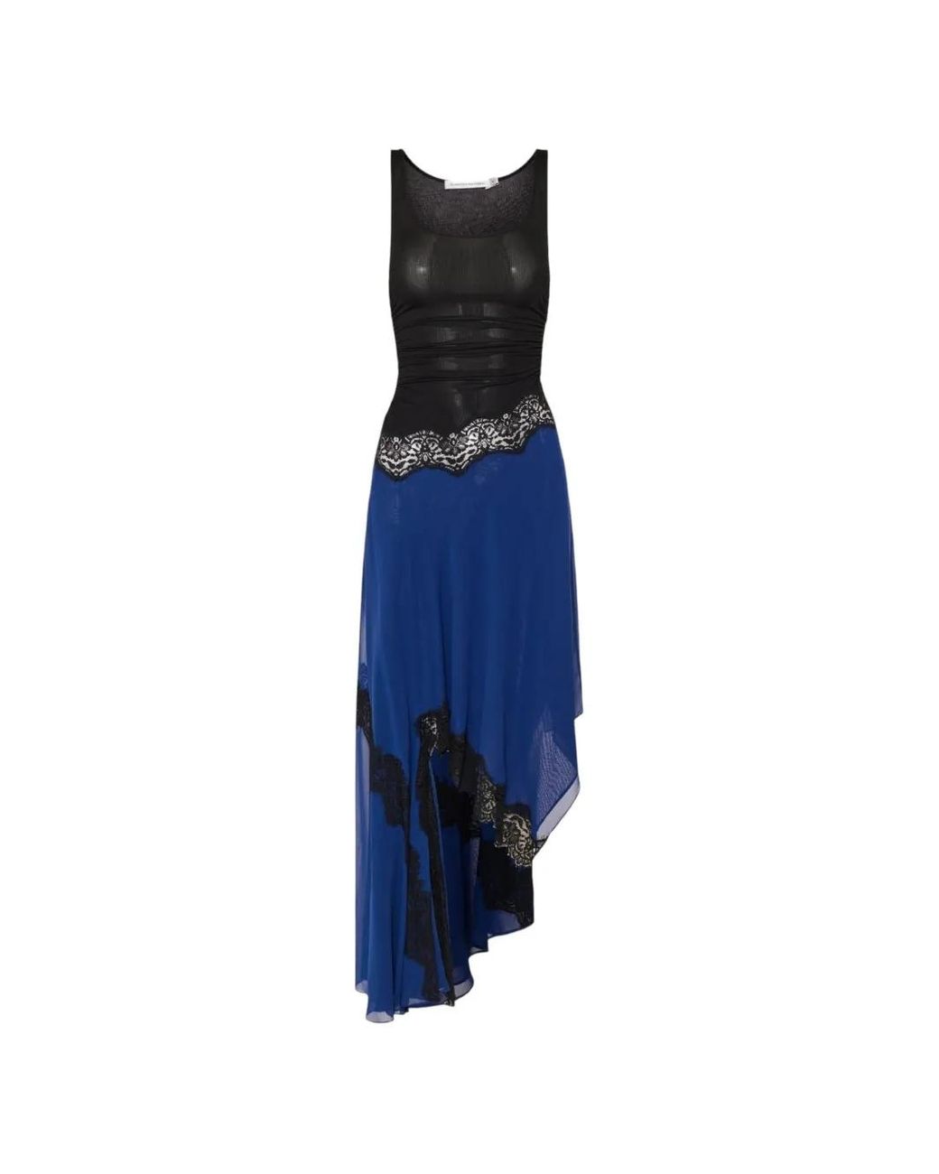 Christopher Esber Blue Lace-Trim Asymmetric Midi Dress