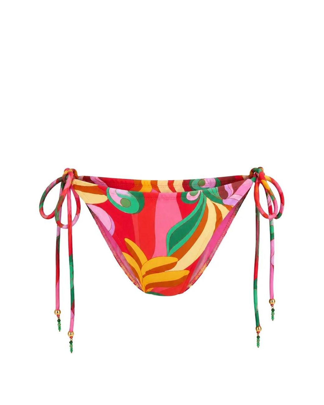 Farm Rio White Graphic-Print Tie-Side Bikini Bottoms