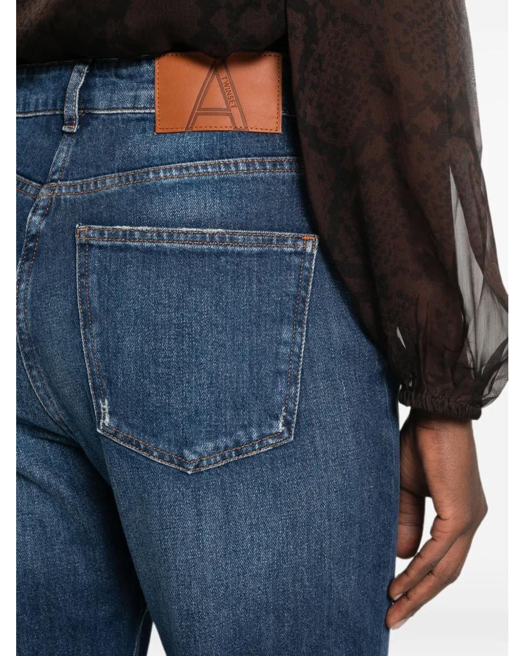 Twinset Blue Faded Straight-Leg Jeans