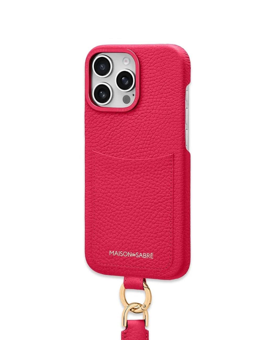 Maison De Sabre Red Sling Leather Iphone 16 Pro Max Phone Case