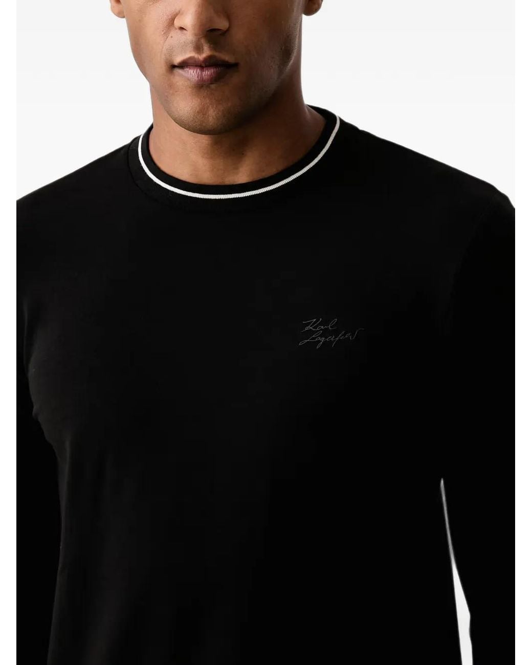 Karl Lagerfeld Black Long-Sleeves T-Shirt for men
