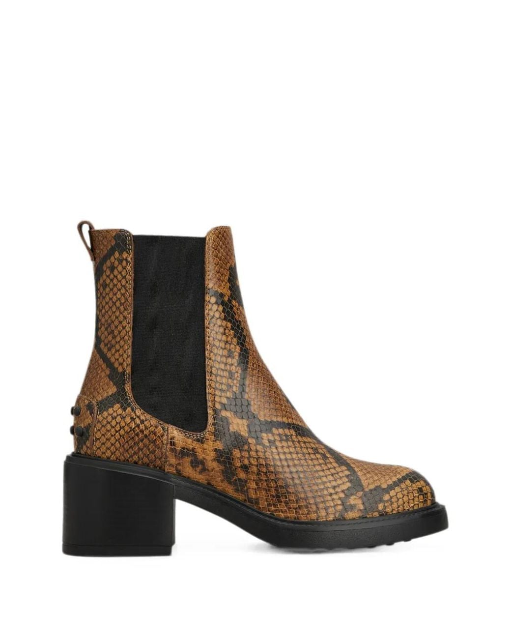 Tod's Brown Snake-Effect Leather Ankle Boots