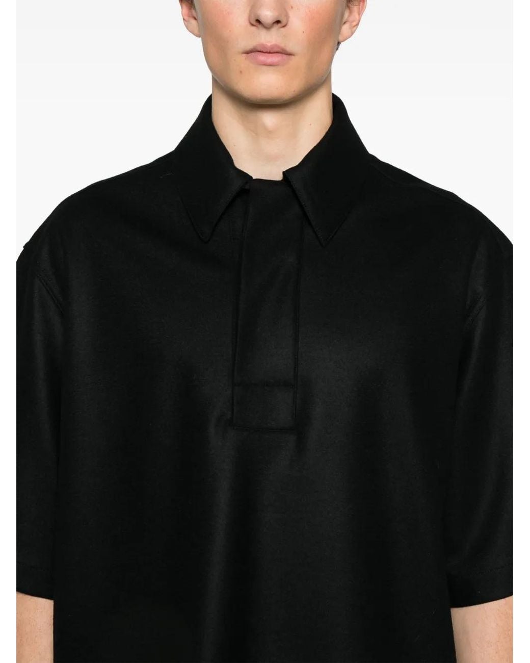 Jil Sander Black Wool Polo Shirt for men