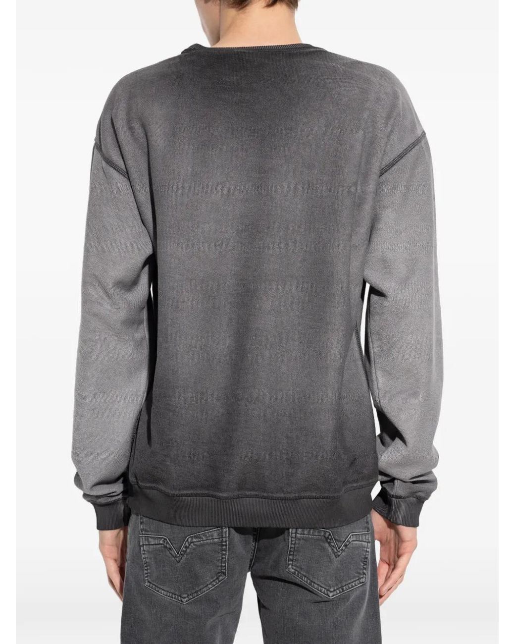 DIESEL Gray Dévoré-Effect Sweatshirt for men