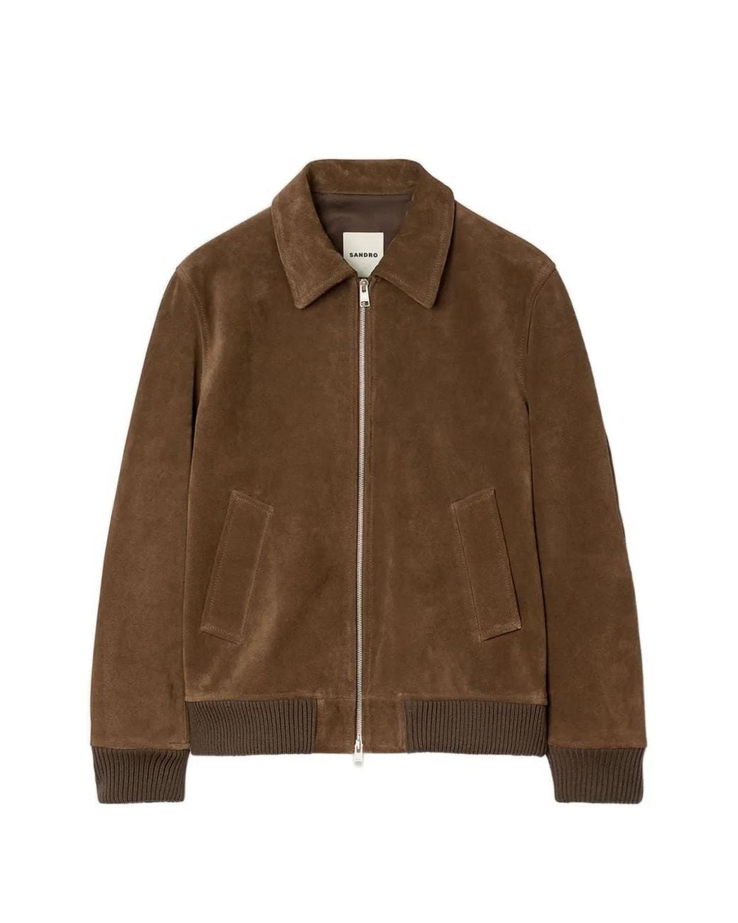 Sandro Brown Quilted Zip Jacket for men