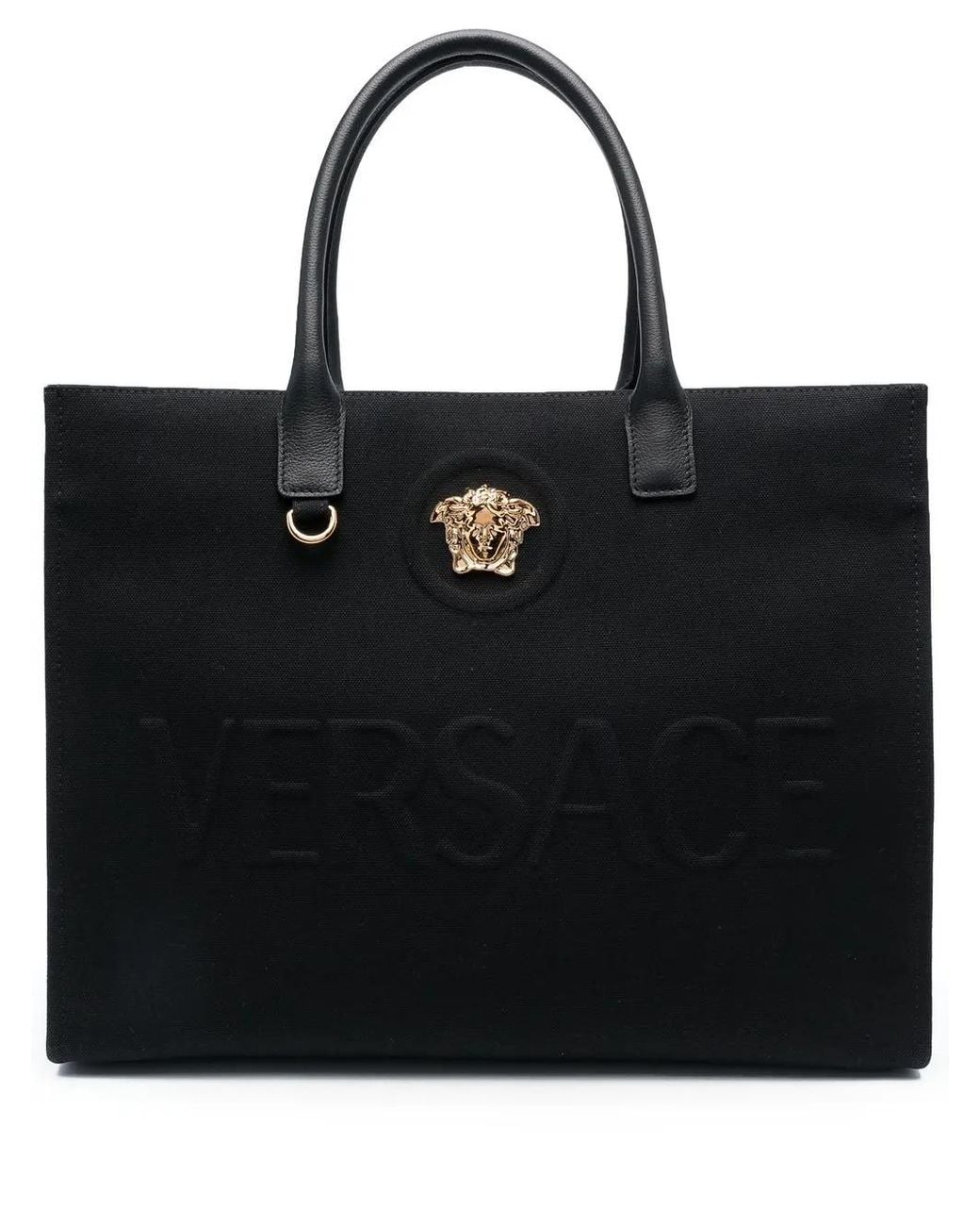 Versace Black La Medusa Canvas & Leather Tote