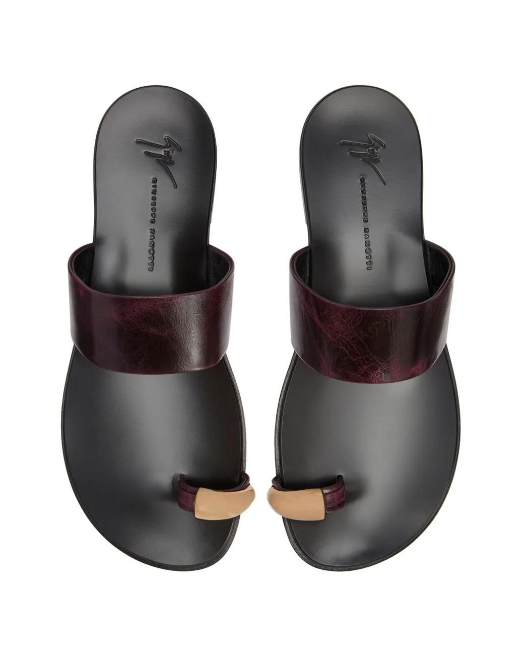 Giuseppe Zanotti Black Norbert Leather Toe-Loop Sandals for men