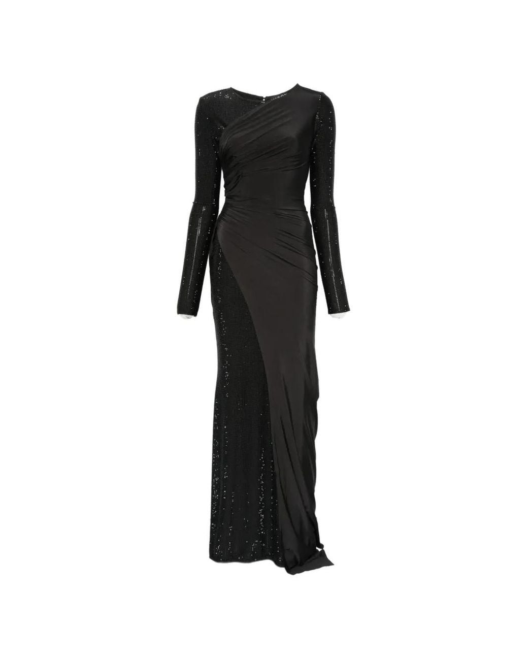 Miron Black Crystal-Embellished Draped Dress