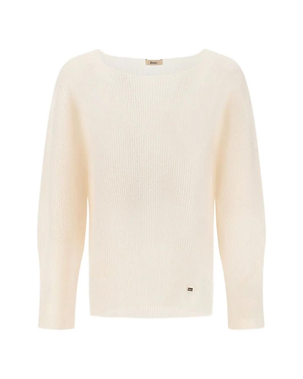 Herno White Stocking-Stitch V-Neck Sweater