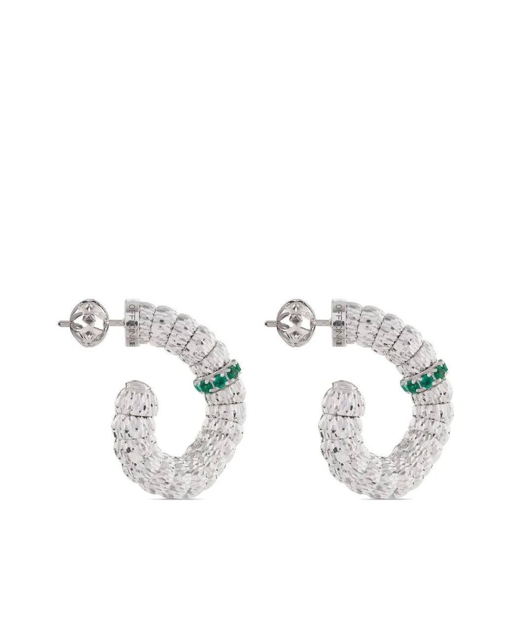 Officina Bernardi White 18Kt Enigma Emerald Hoop Earrings