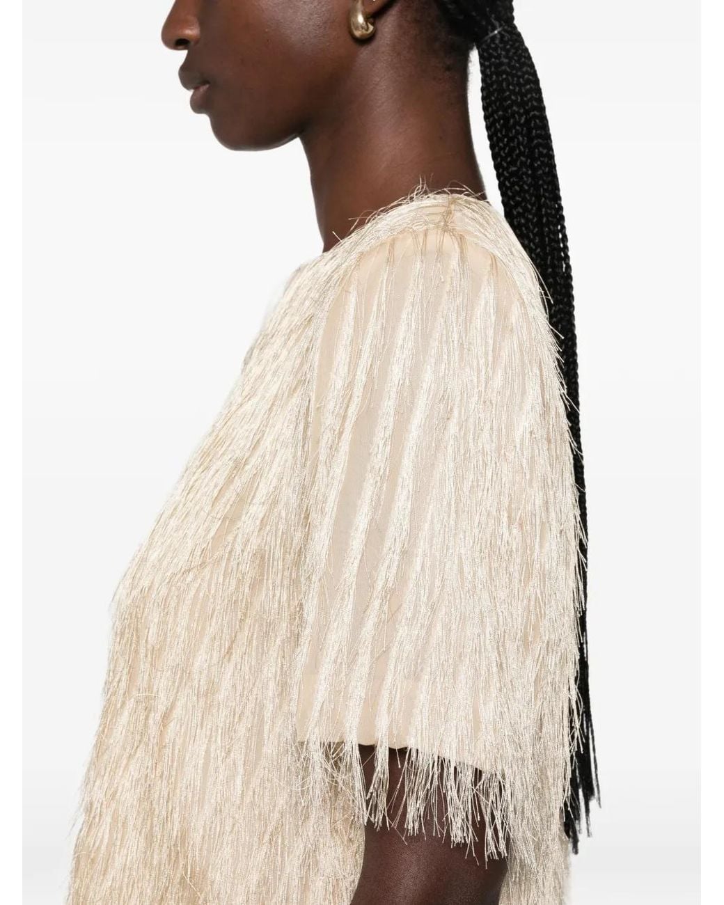 PHILIA LOFT Natural Fringe-Detail Blouse