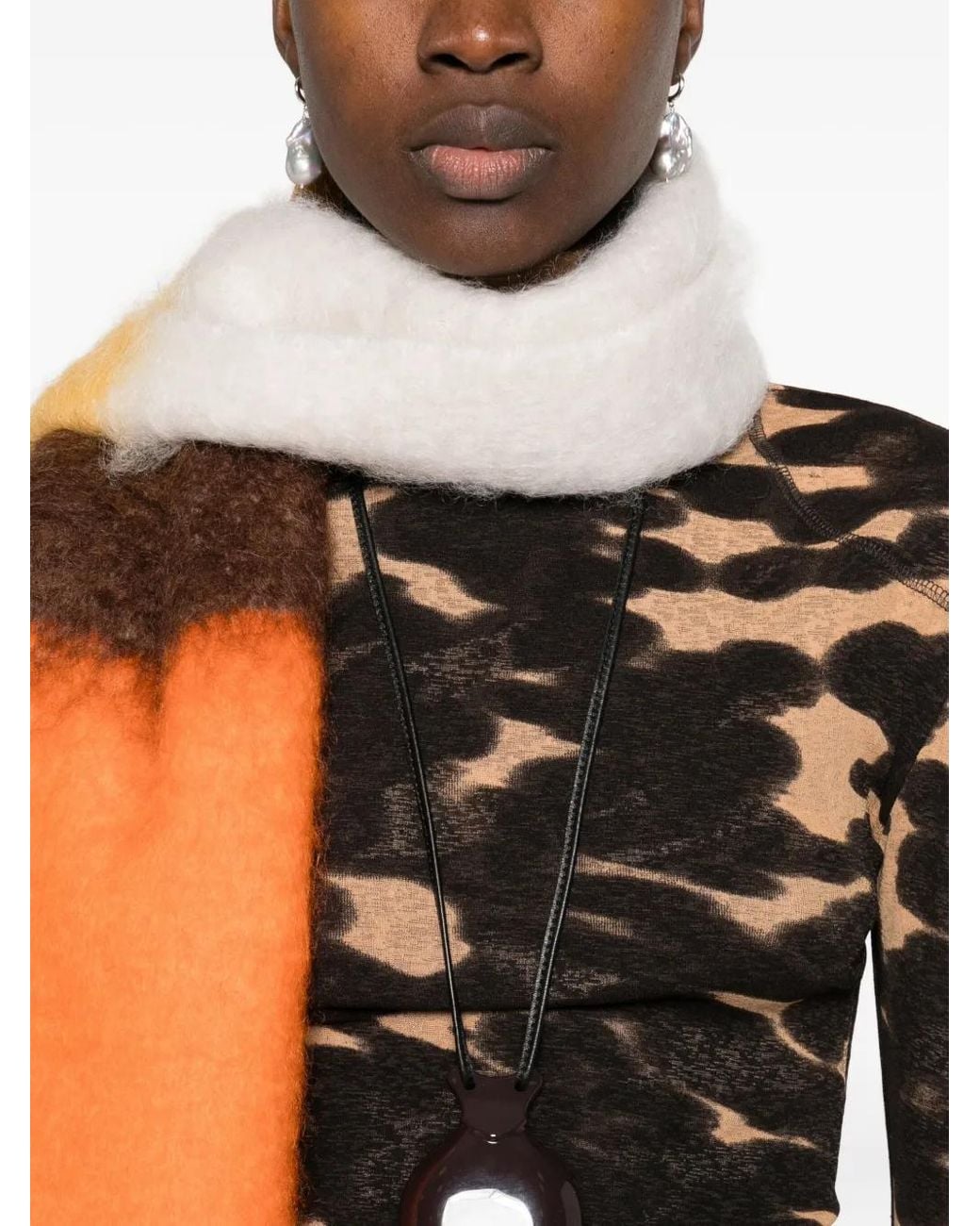 Nanushka Black Print Turtleneck Top